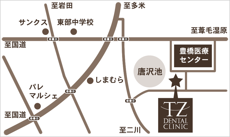 TZデンタルクリニック地図